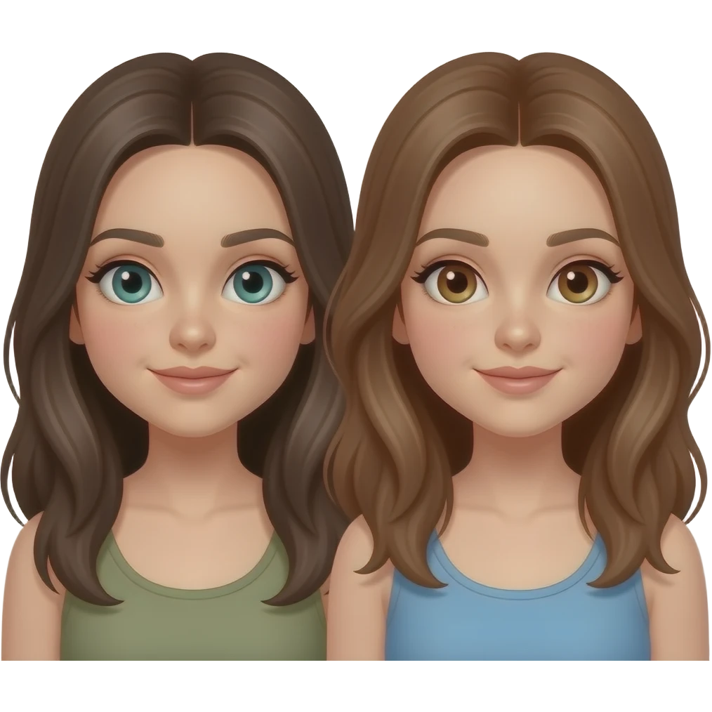 2 barna haju csaj akik legjobbb barátnők ,eggyik zöldes késes szemü es a második világos barna emoji