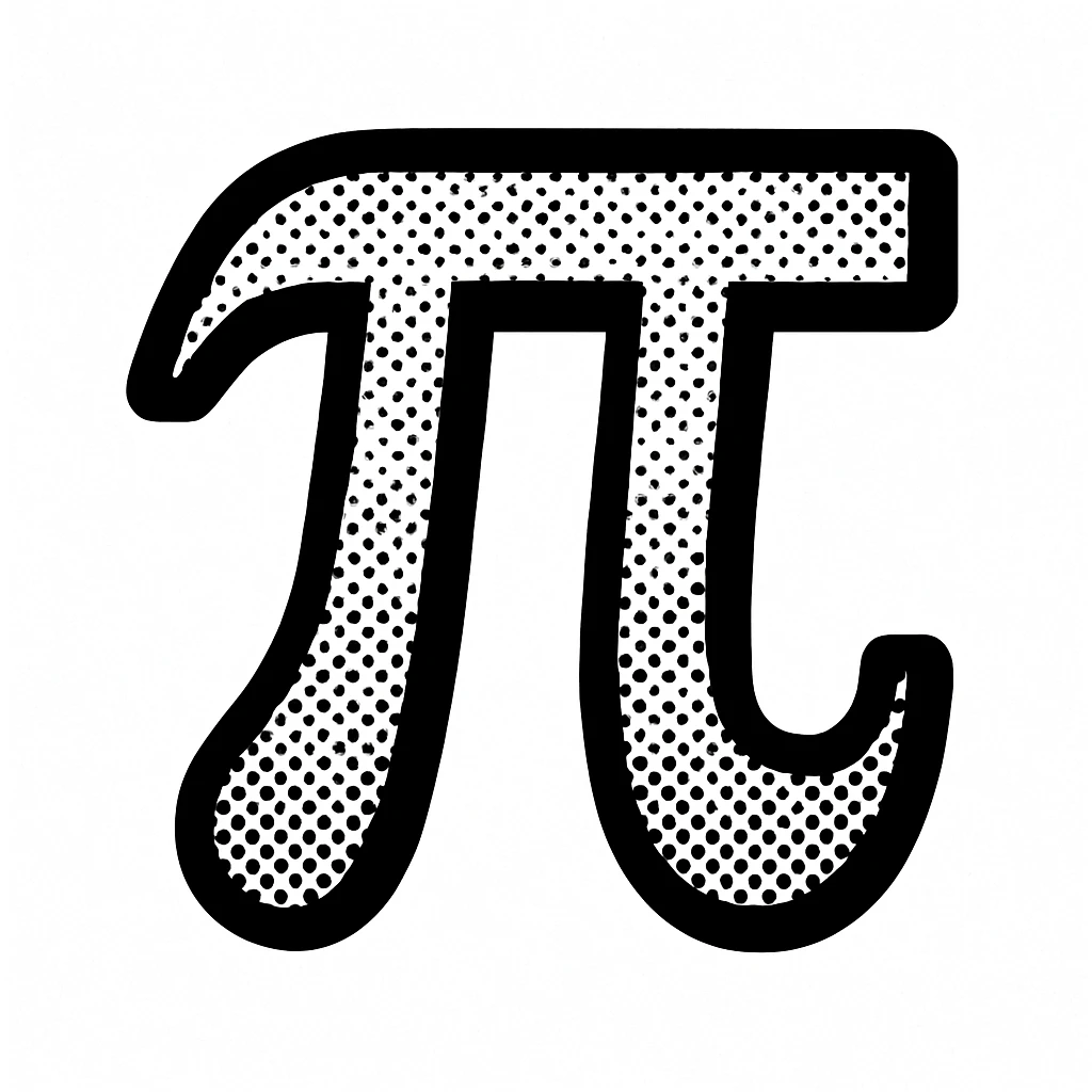 mathematical symbol pi (π), simple and bold, black and white halftone style emoji
