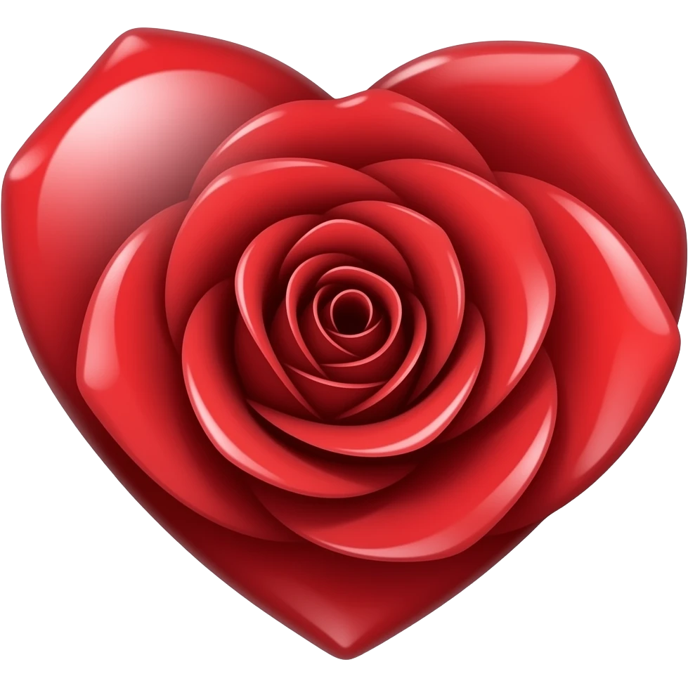 "Minimal emoji of a red rose forming the shape of a heart. Elegant, smooth curves, soft gradients, modern and clean style." emoji