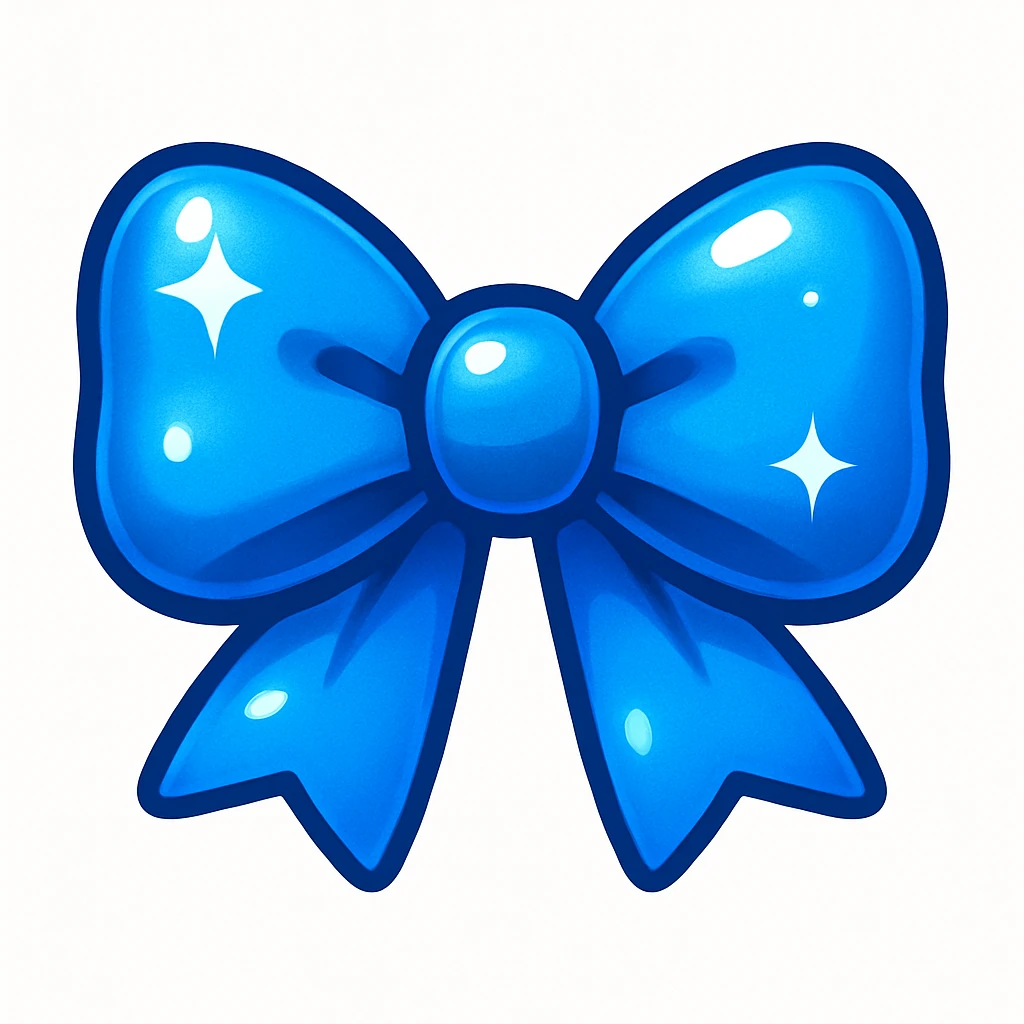 blue bow emoji, cute and shiny emoji