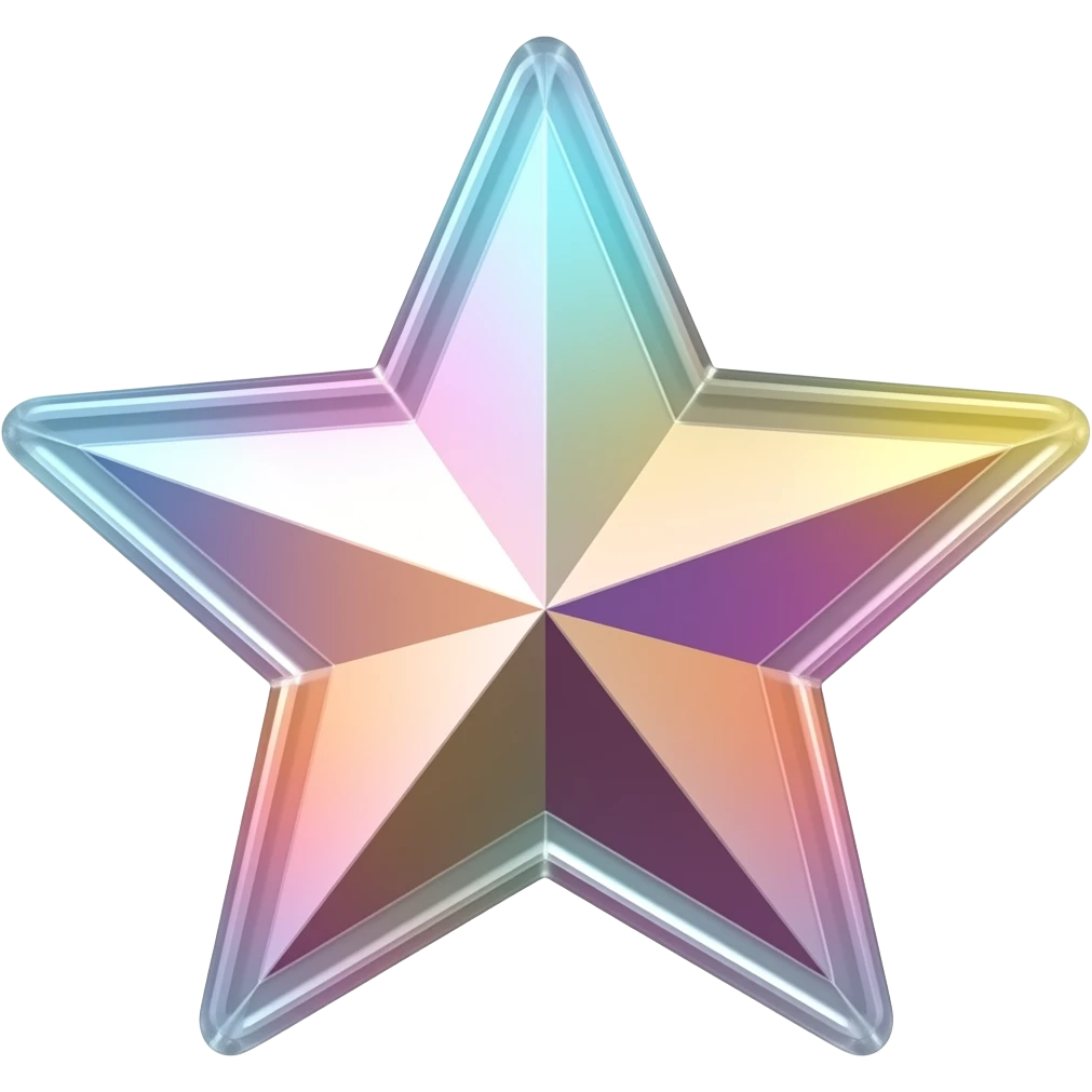 Разноцветная блестящая полупрозрачная звезда emoji