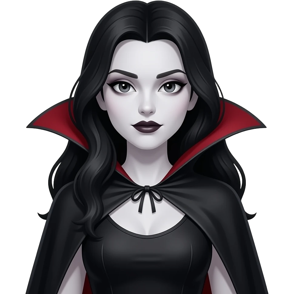Faça uma vampira  feminina com um top reto sem capa com cabelos longos emoji