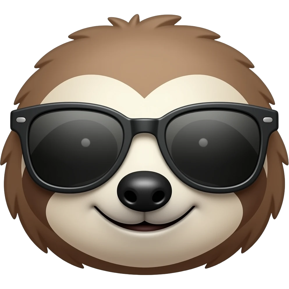 sloth with sunglassess face emoji