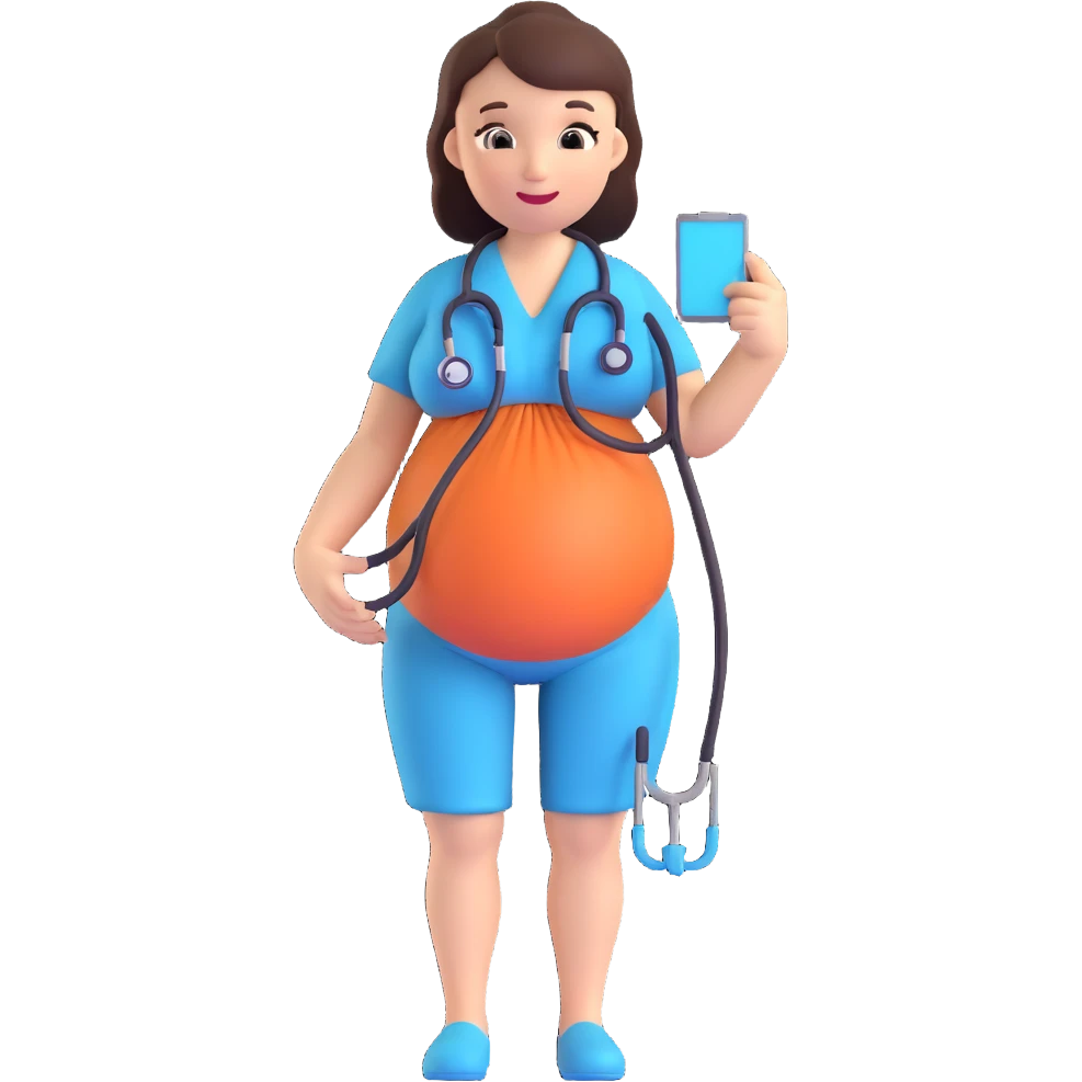 A pregnant belly with a stethoscope emoji