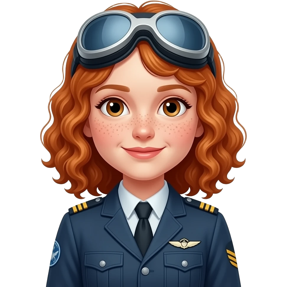 Fille rousse bouclés tâches de rousseur Aviation emoji