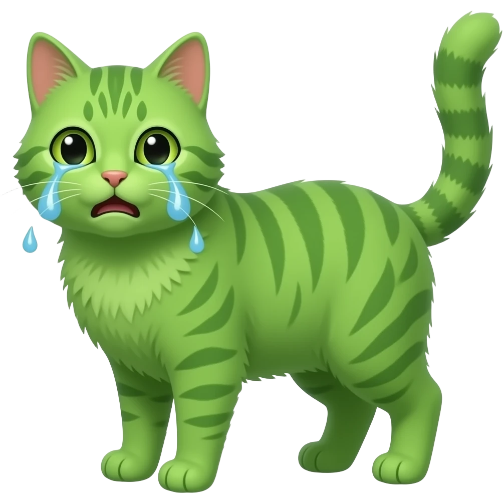 Green cat crying emoji