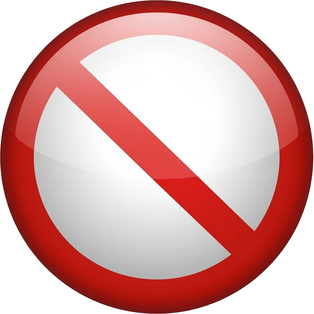 A red circle with a line, representing a stop sign or ban symbol. Commonly used for prohibition or restriction warnings. emoji