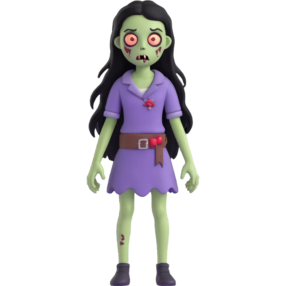girl zombie with black long hair emoji