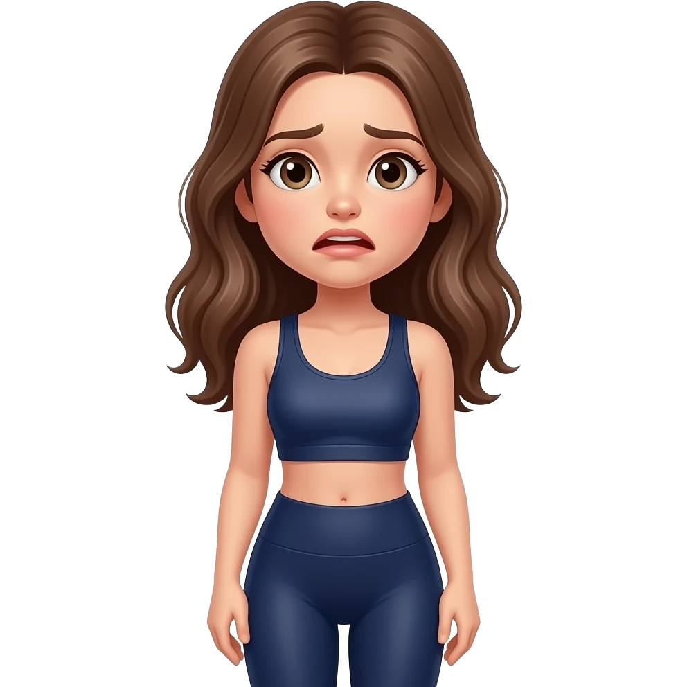 Girl embarrassed by her camel toe in leggings emoji