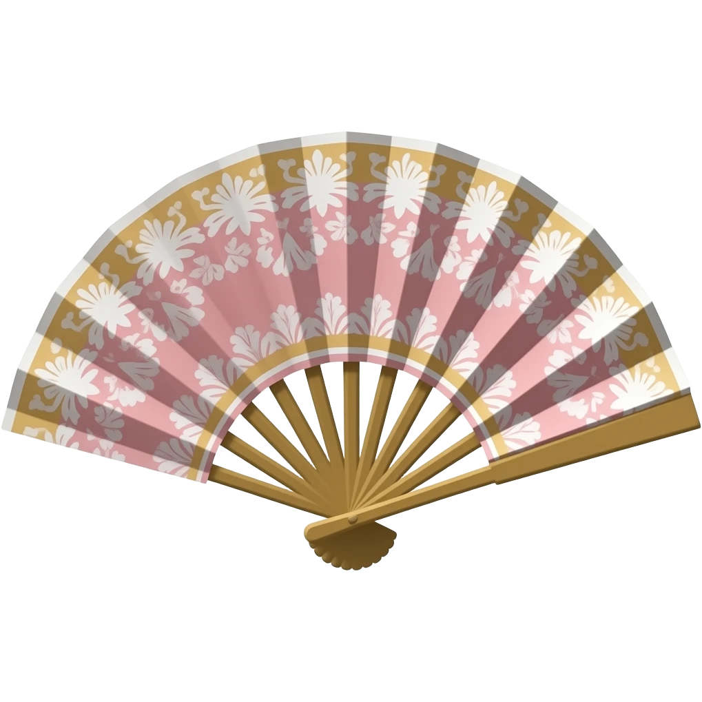 Reddish-pinkish and gold and white rococo pale pink fan with lace emoji