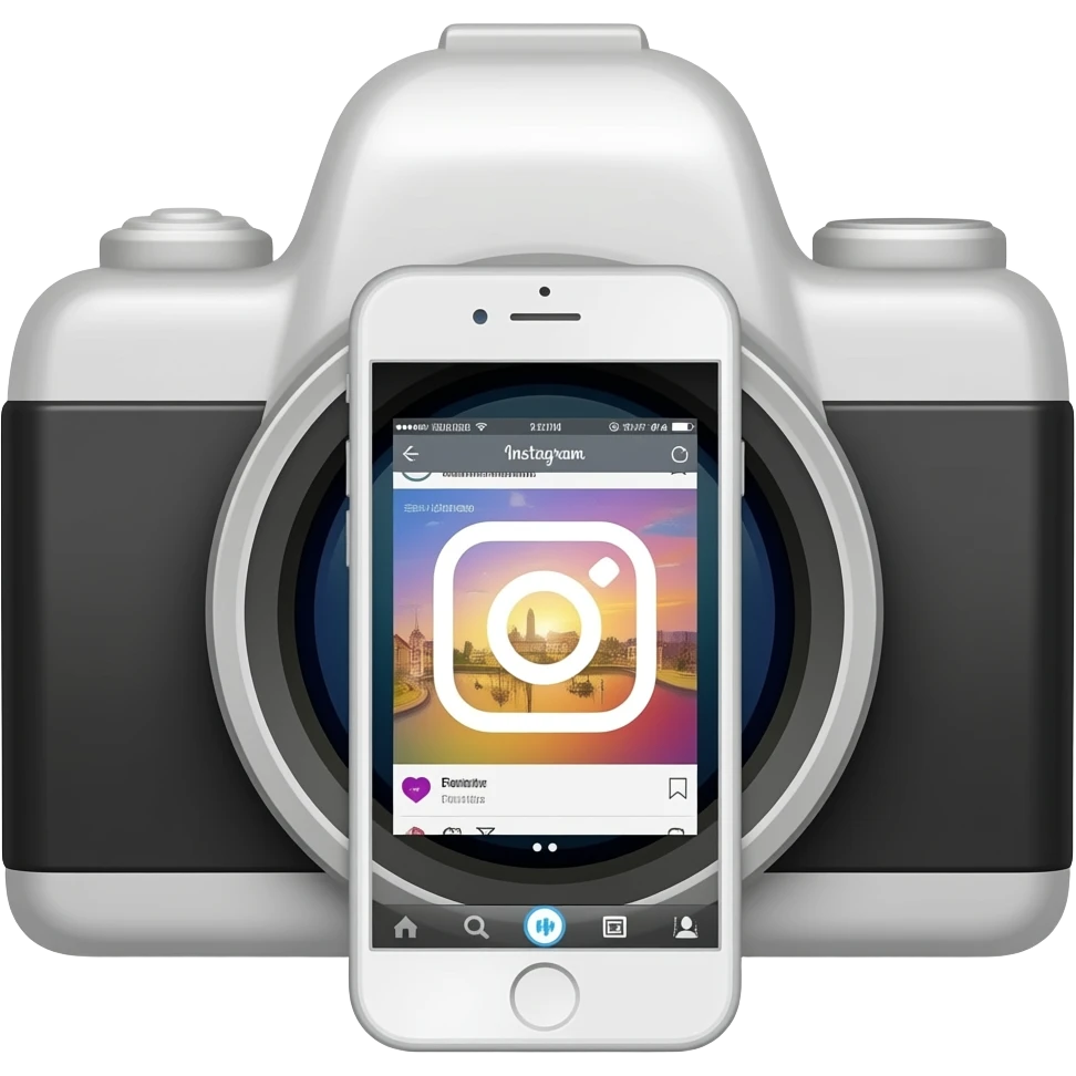 hazme una camara y un telefono con instragram dentro emoji