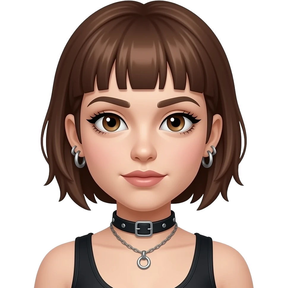 30 years old asd nonbinary woman punk very short brown emo hair emoji