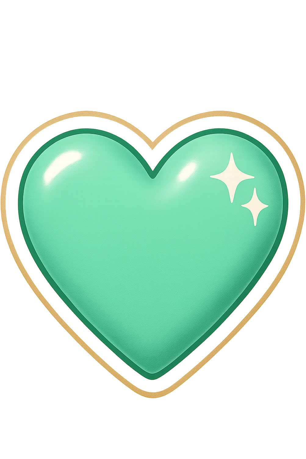 Add sparkles with a shine to the mint color heart, keep the background transparent. emoji