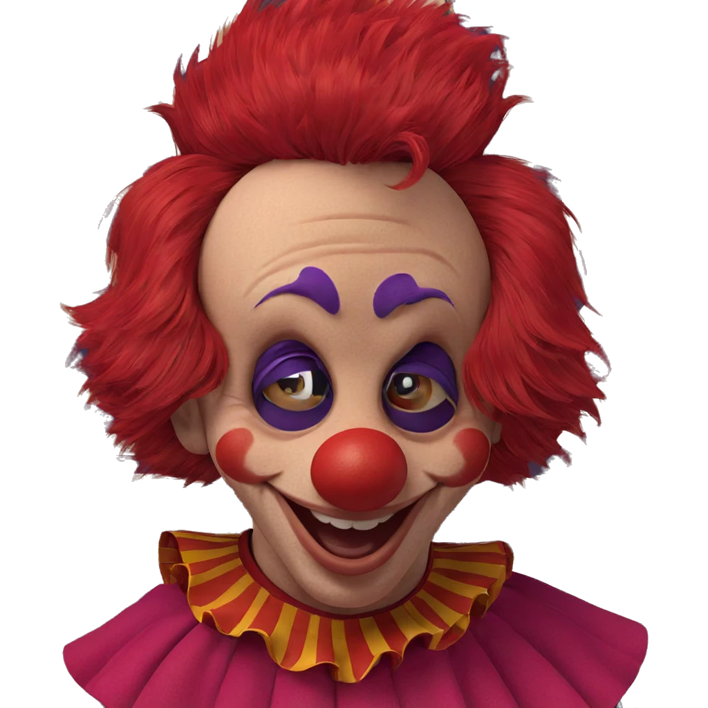 red-haired clown with a smile emoji