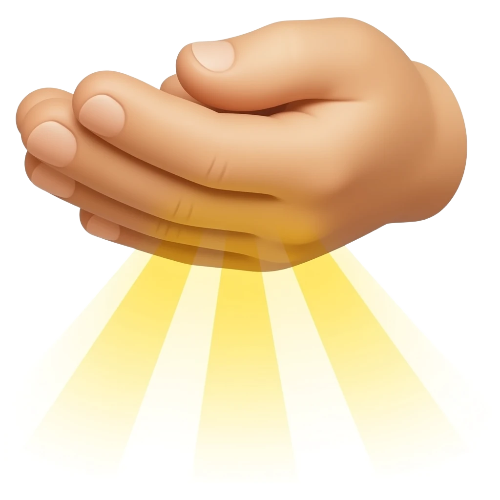 hand of god in blessing gesture, rays of light falling down from the hand emoji