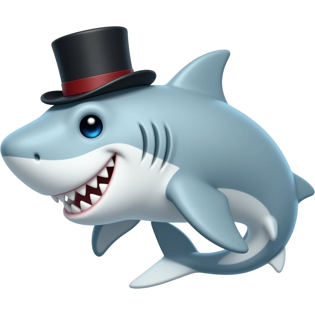 Shark with a top hat emoji