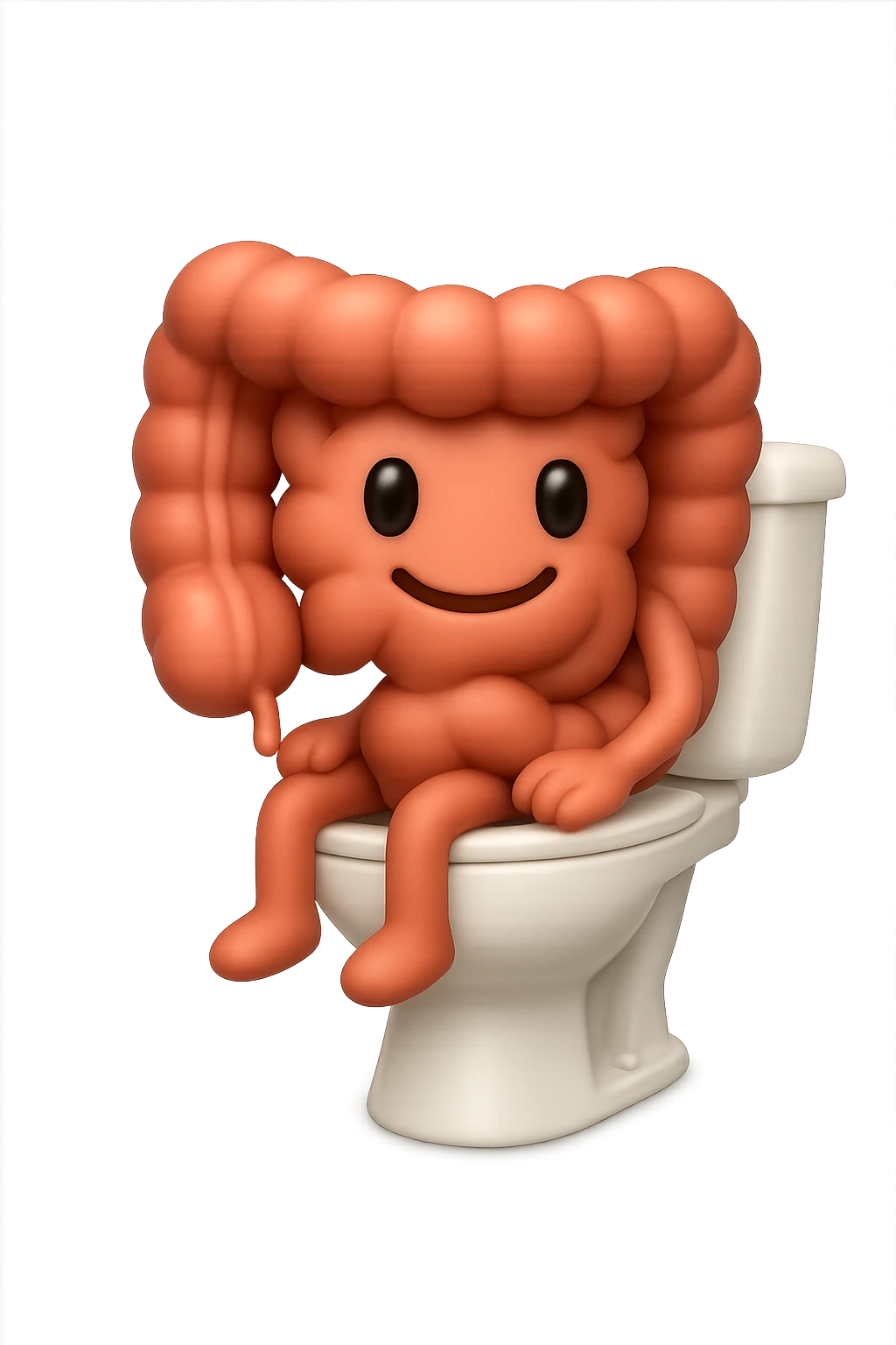 EMOJI STILE IPHONE 3D DI intestino felice seduto sul wc  FALLO MOLTO REALISTICO IN 3D emoji