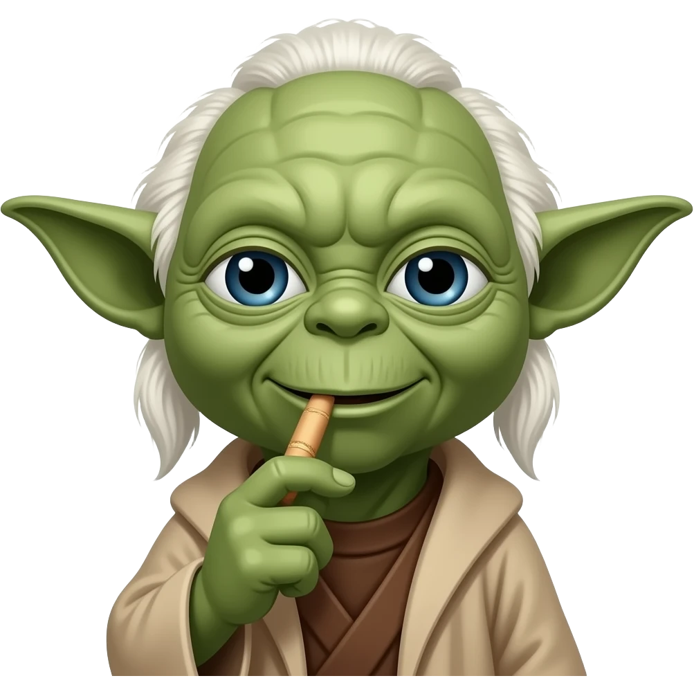 Créer moi yoda entrain de mettre un snus dans sa bouche emoji