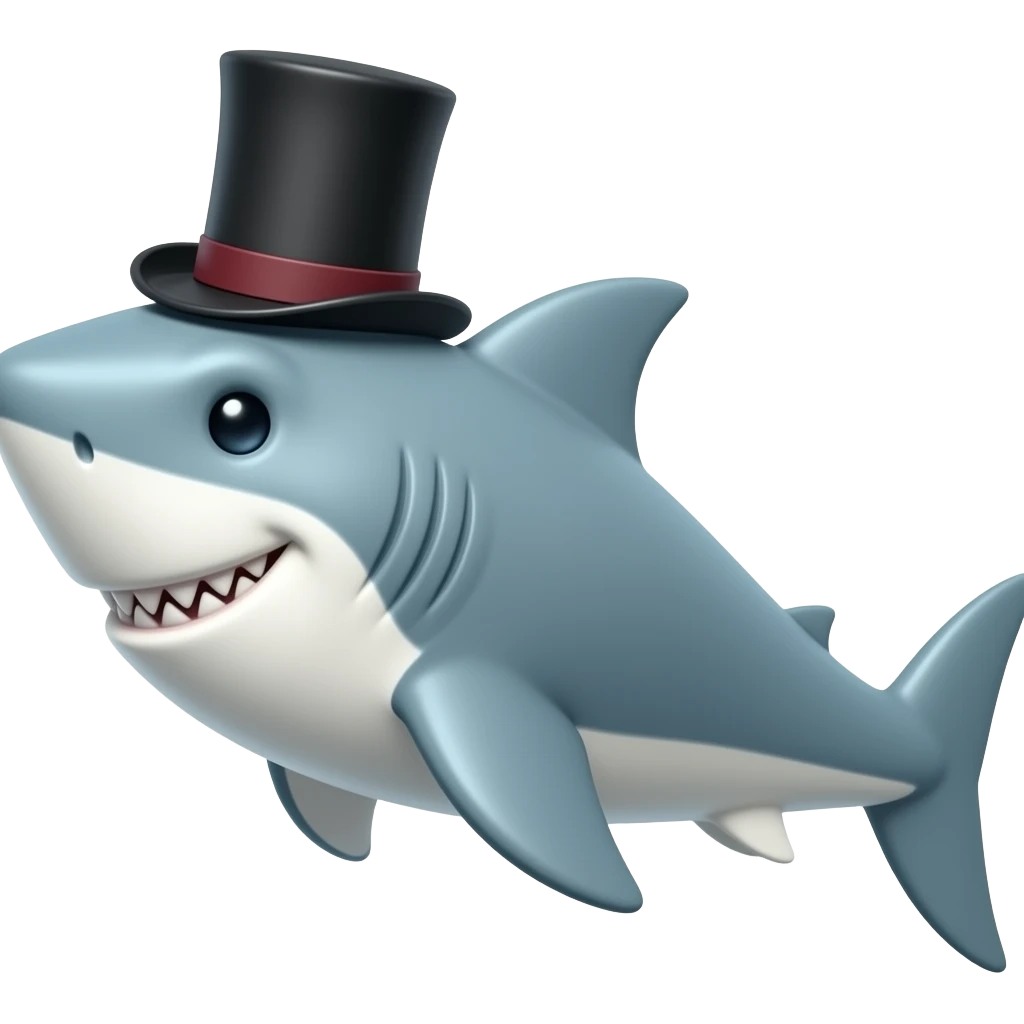 Shark with a top hat emoji