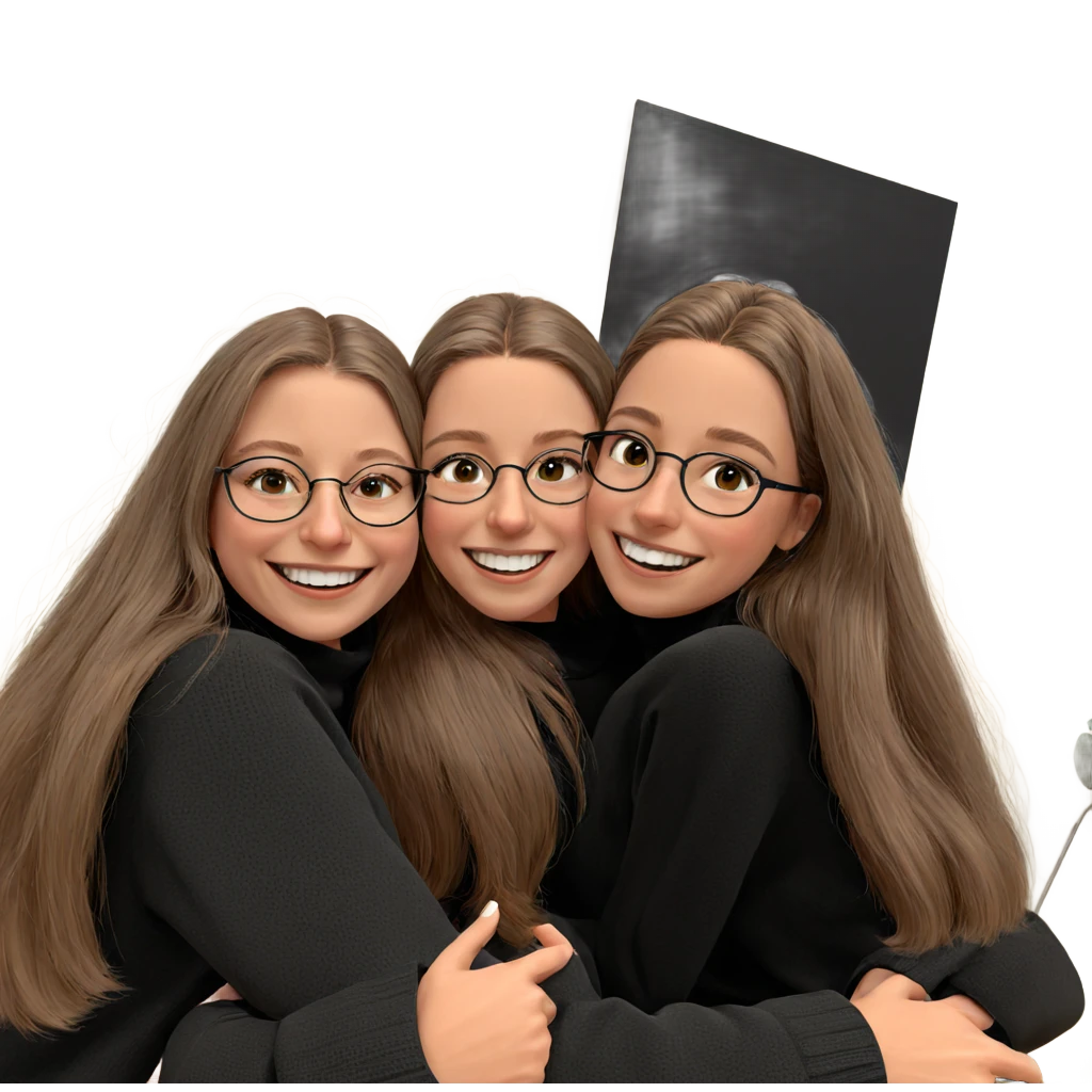 girls in black sweaters smiling emoji