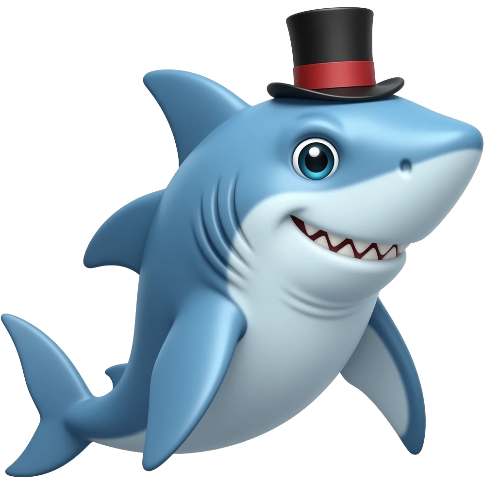 Shark with a top hat emoji