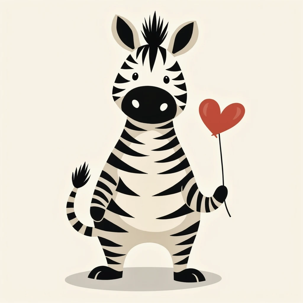 Flat design style zebra emoji