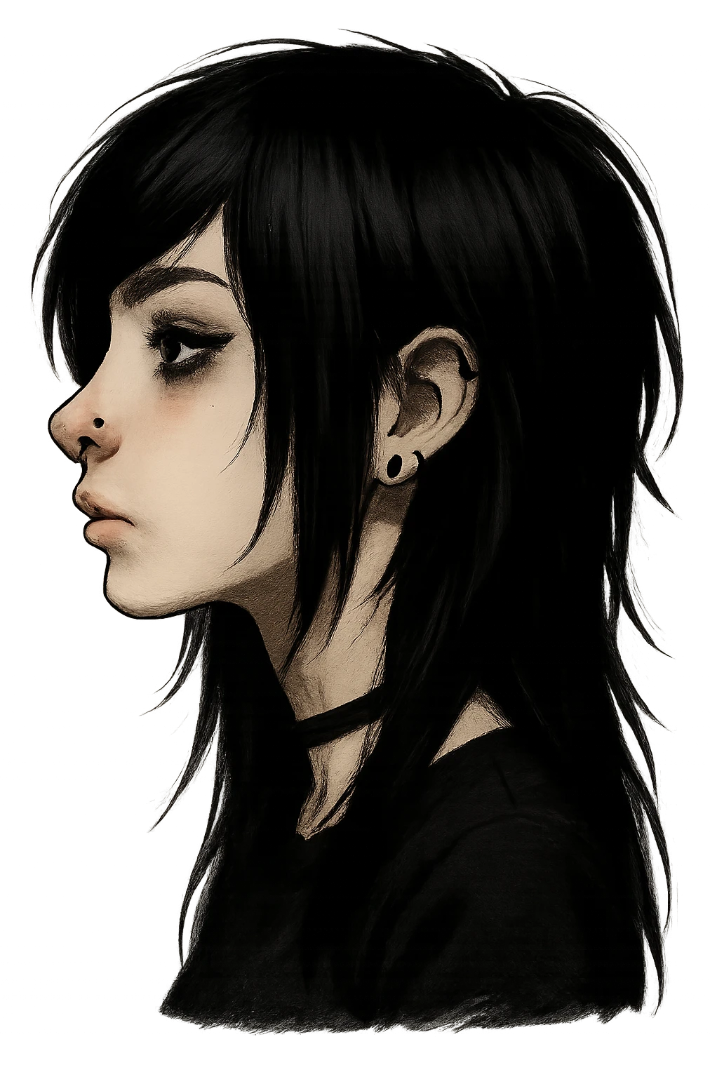 emo girl profile, no background emoji