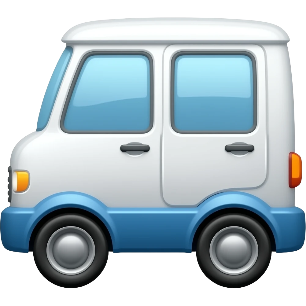 White and blue rectangle with 4 wheels emoji
