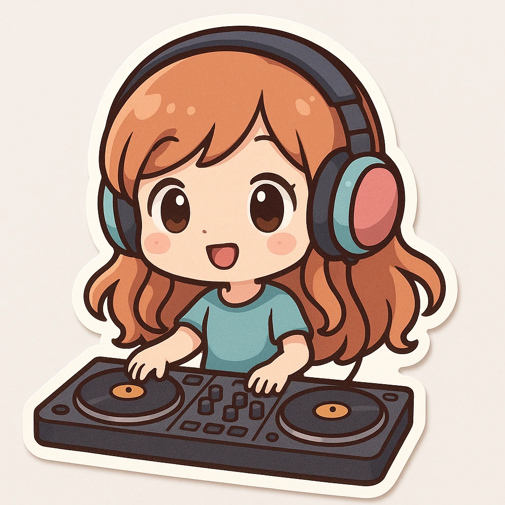 girl playing DJ set emoji