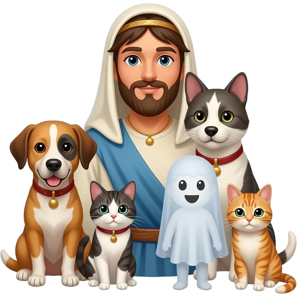 Mini ton & done the cat & all & dogs & cats & ghosts & kids & shepherds emoji