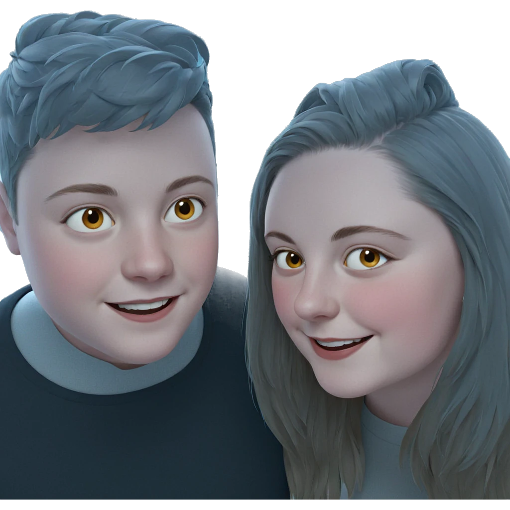 smiling girl and boy portrait emoji