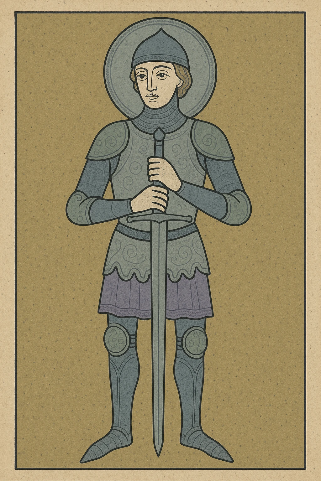 medieval man in knight armor, historical style emoji