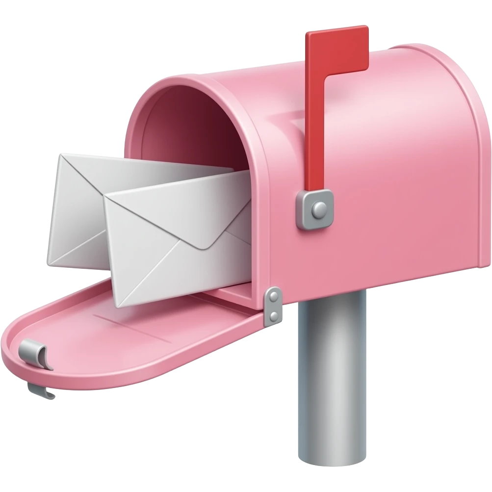 light pale pink mailbox with envelopes emoji