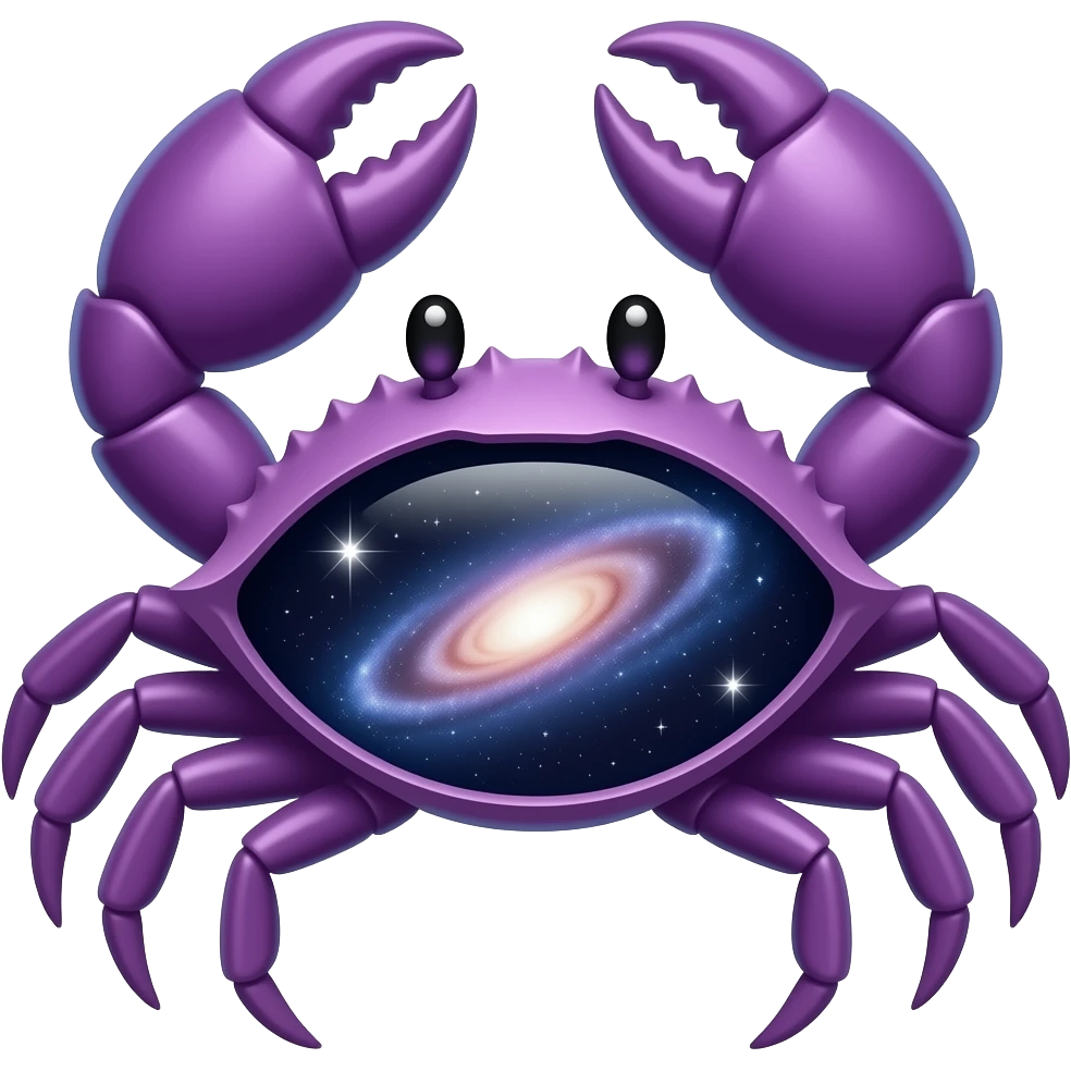 A purple crab with the whole galaxy inside facing forward emoji