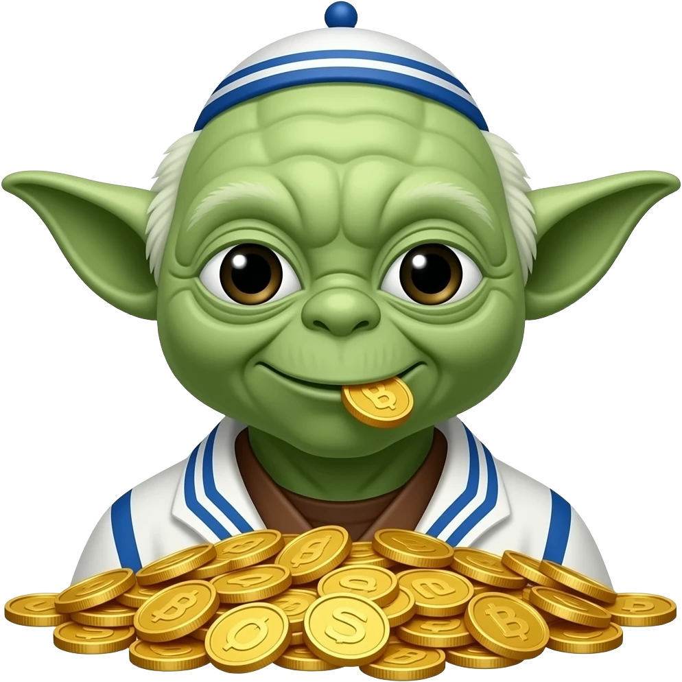 Yoda Juif avec plein de pièces emoji