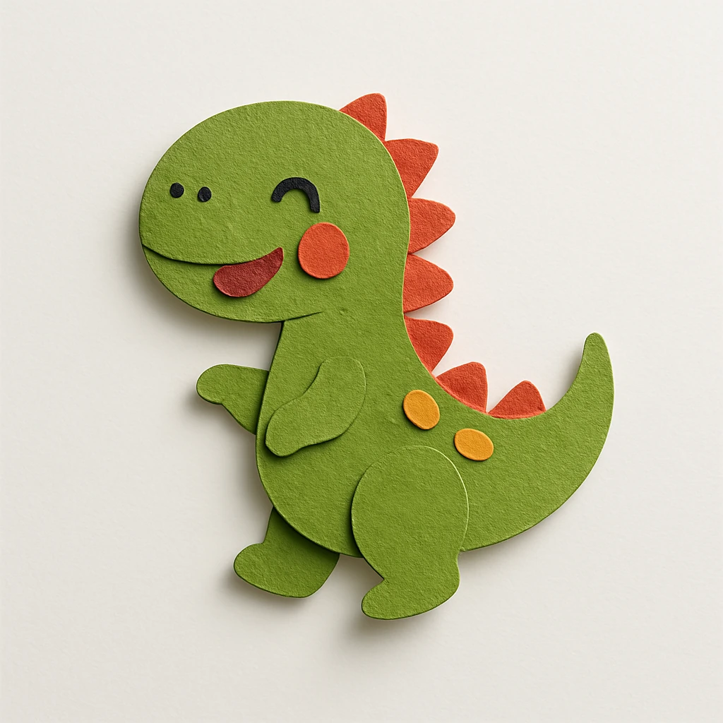 funny dinosaur, paper craft style emoji