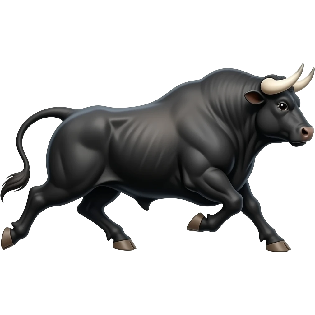 create-a-bull-side-profile,-facing-right,-full-mascular-body, moving in speed like bull run emoji