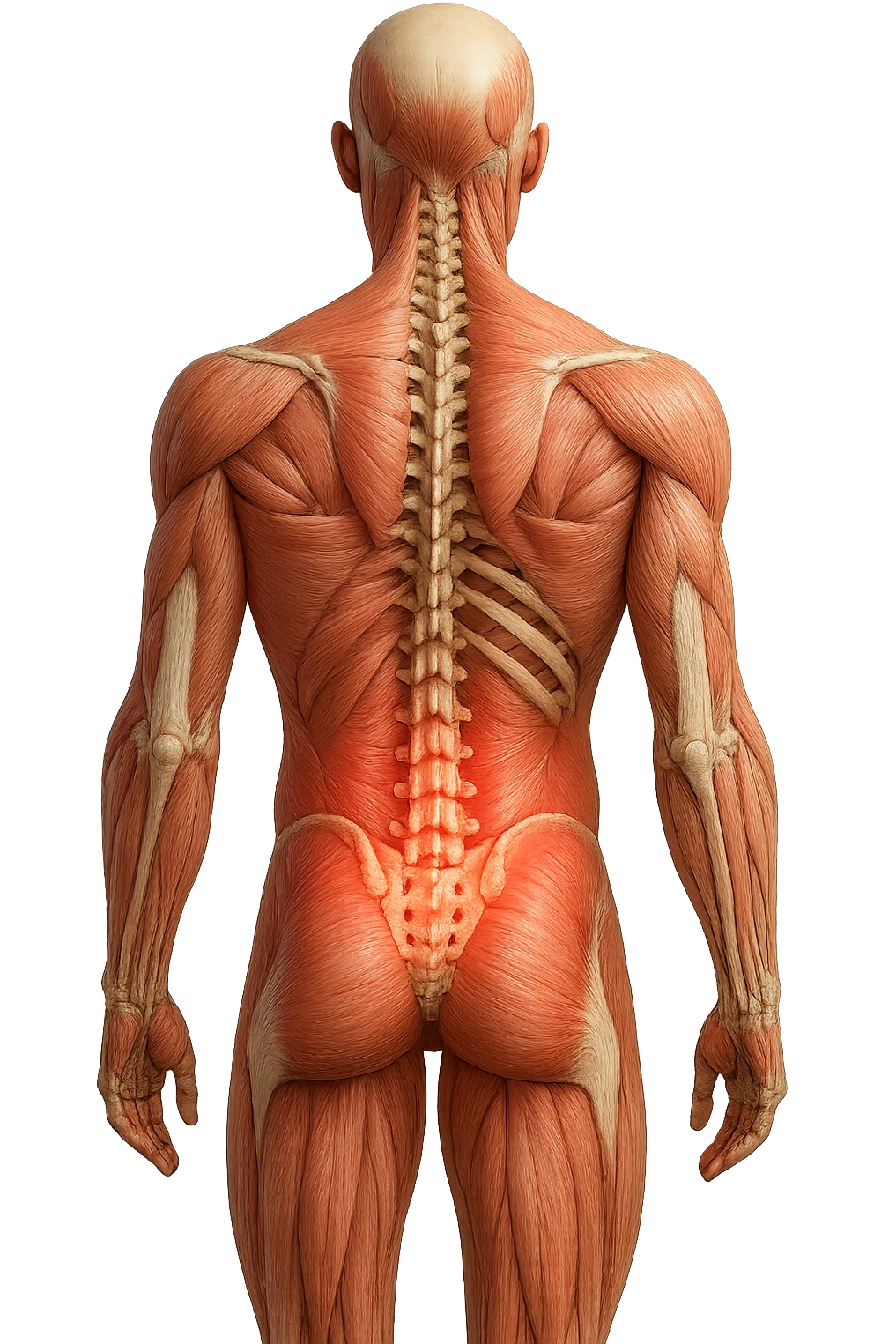 corpo UMANO ANATOMICO con mal di schiena, iperrealistico 4k emoji