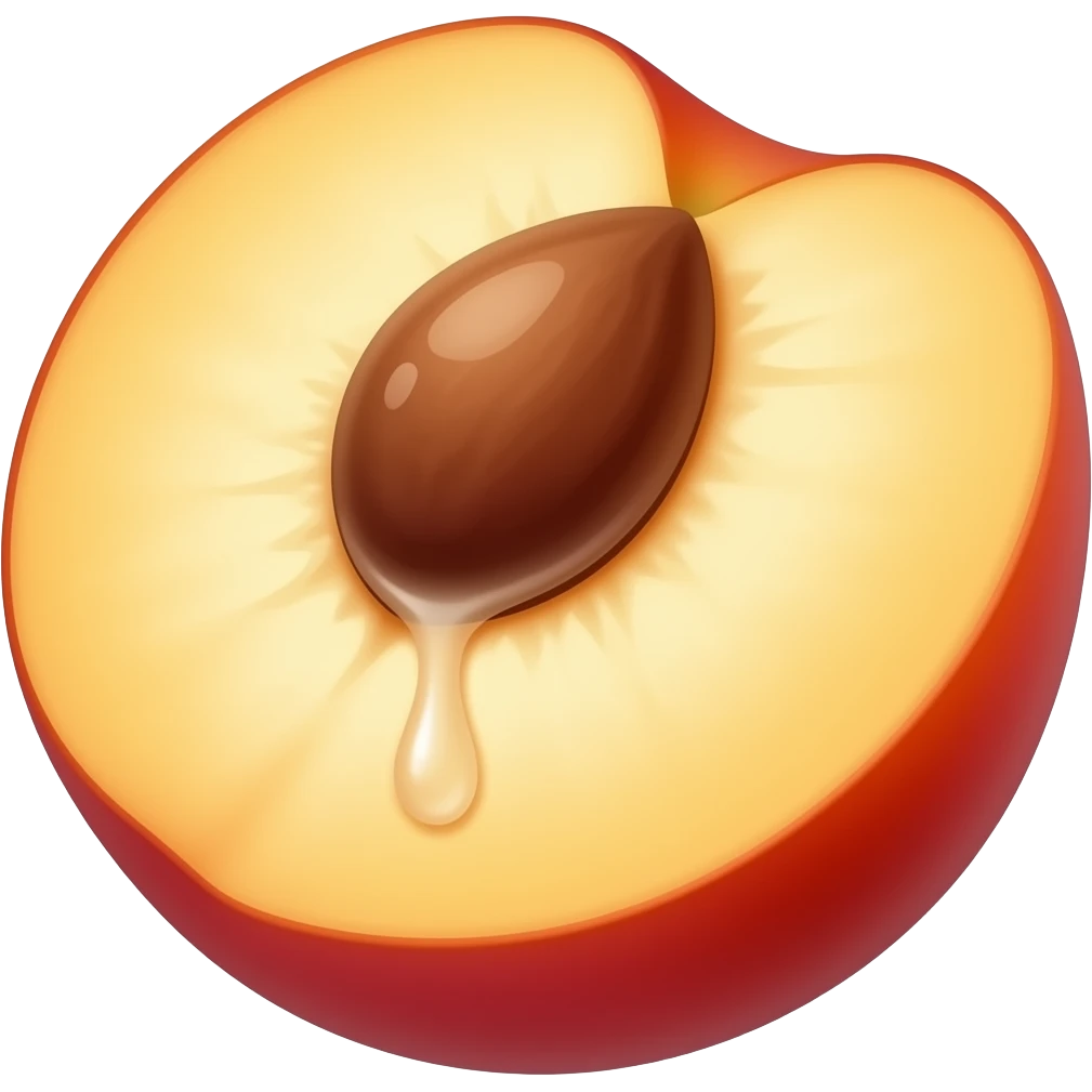 peach with opening dripping white inside the middle to the end.. emoji