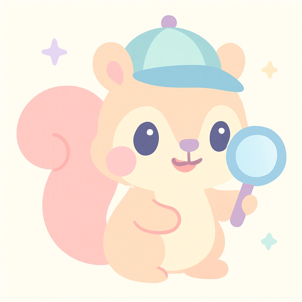 cute squirrel detective with magnifying glass and detective hat emoji