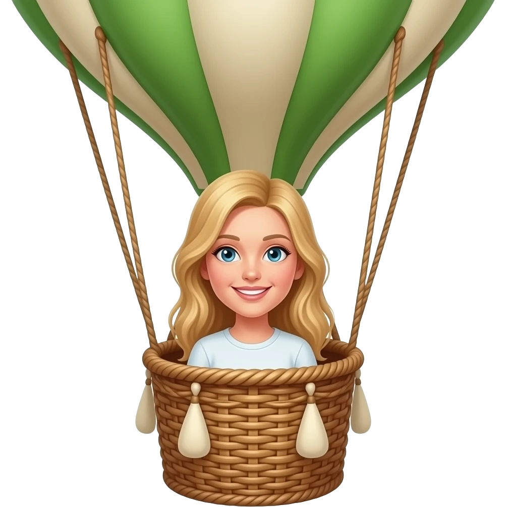 hot air balloon with blond woman in the basket emoji