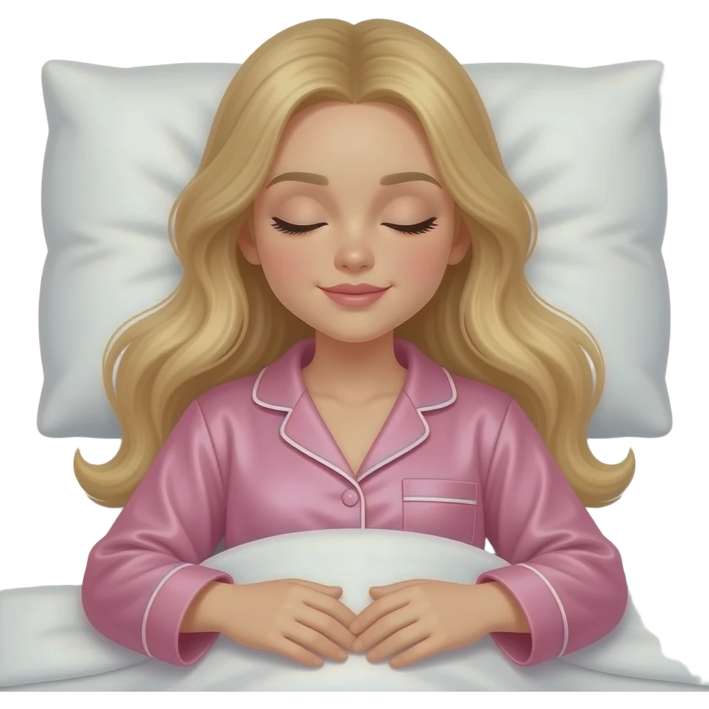 blondie girl long hair sleeping with la perla silk pink pyjamas in beed emoji
