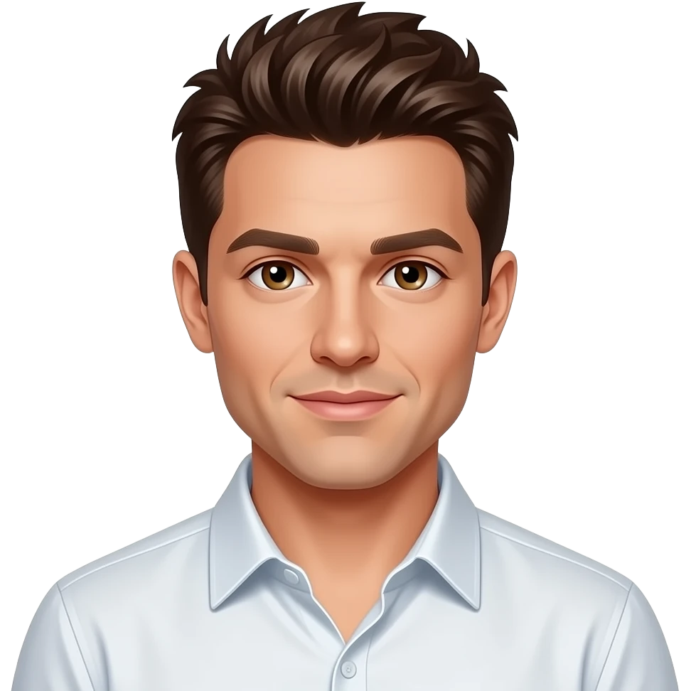 Drew Lachey from 98 Degrees with hazel eyes, brown short spiky hair, white metallic sleeve shirt emoji