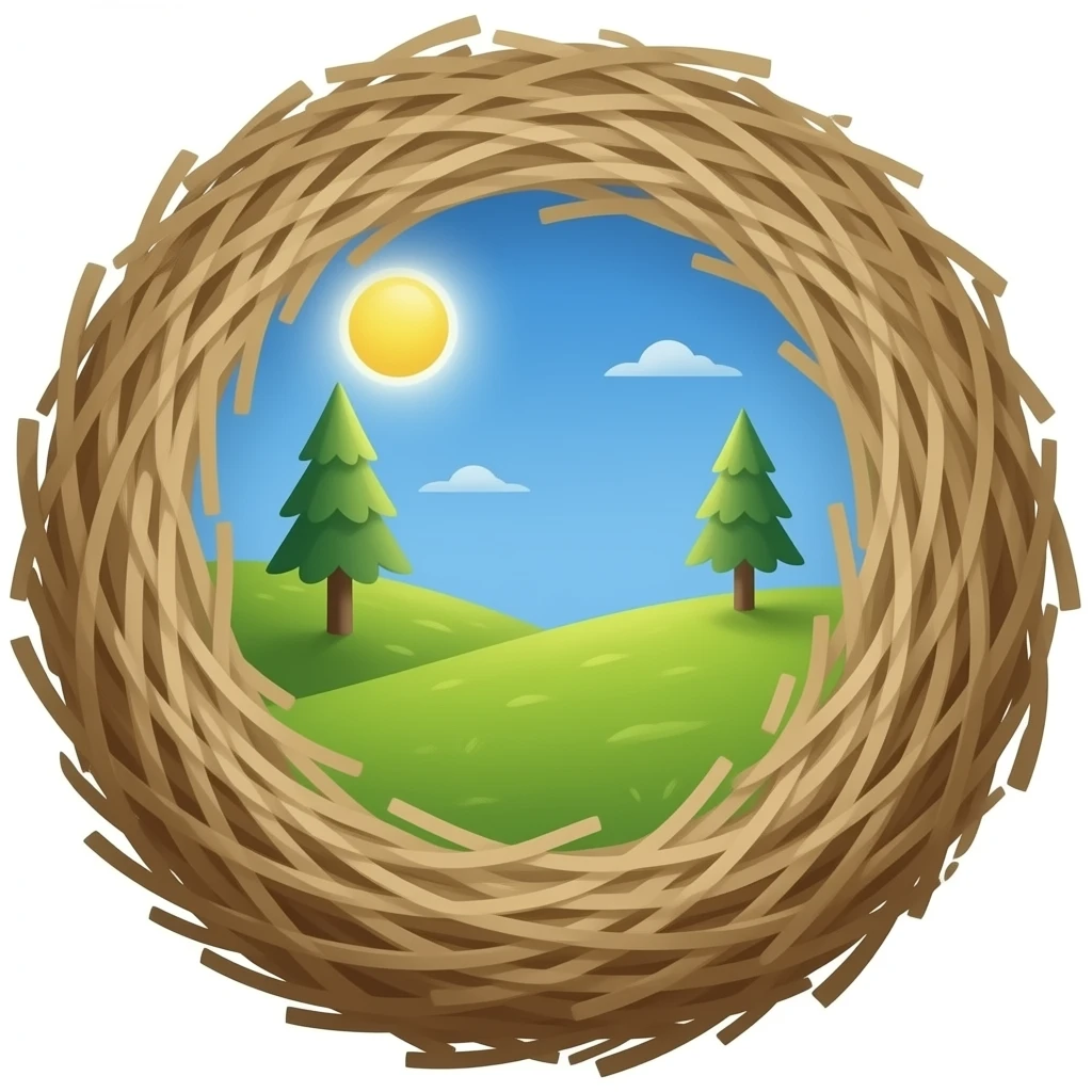 un nido de aves con solo el nidoque se vea de frente emoji