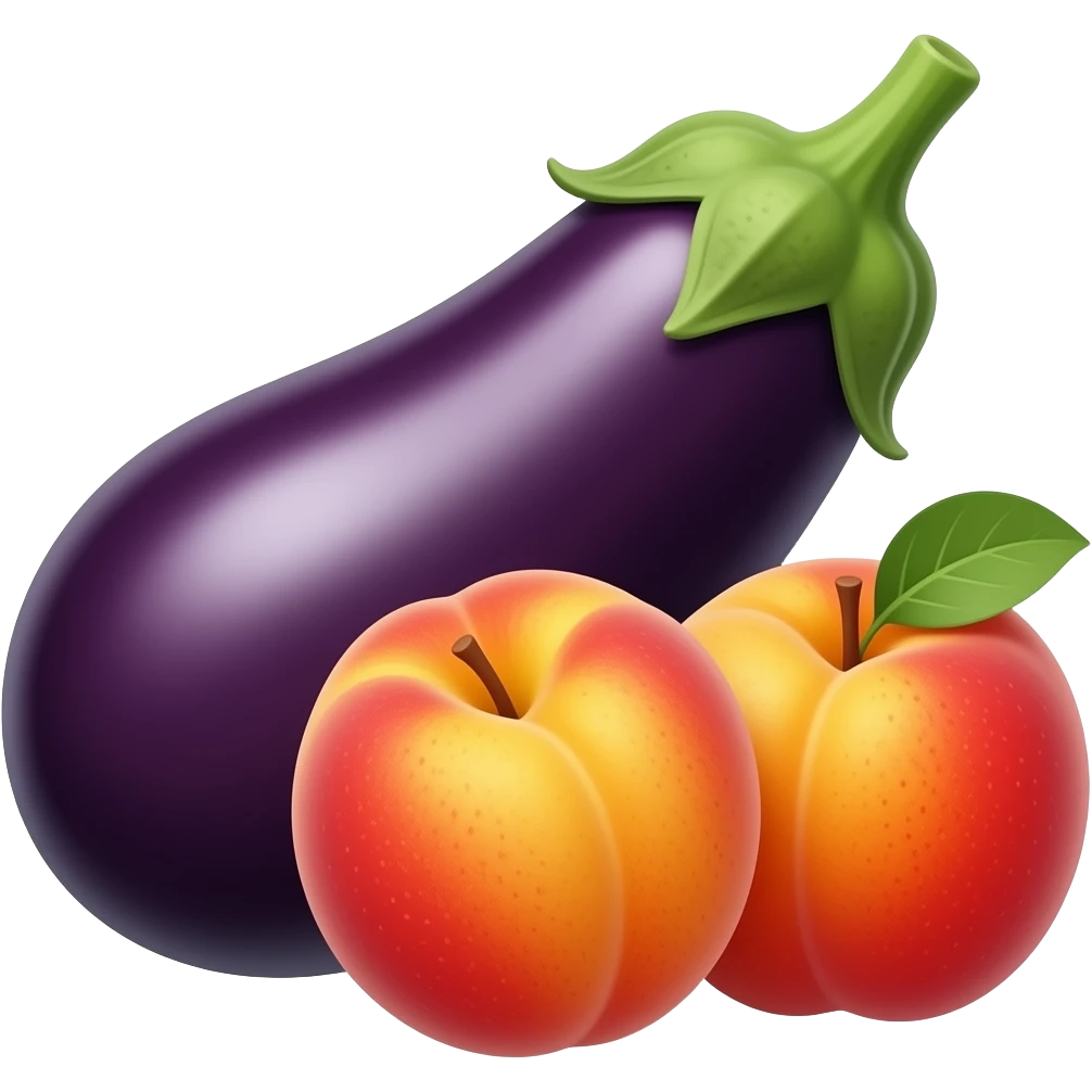 Eggplant with two egg peach emoji