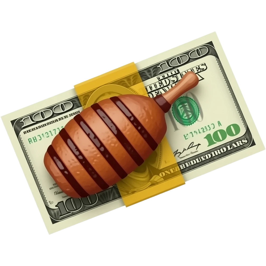 dollar bill with bbq meat on it emoji