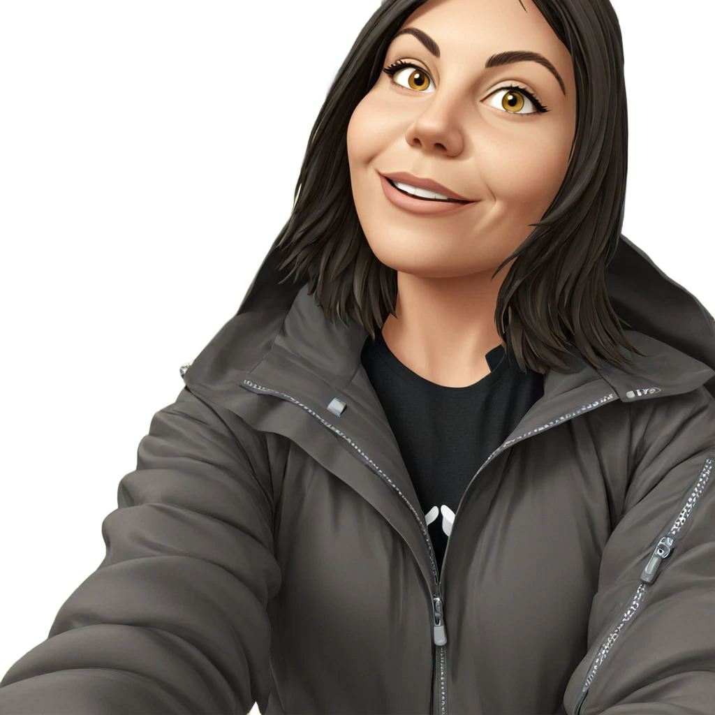 smiling girl in outdoor jacket emoji