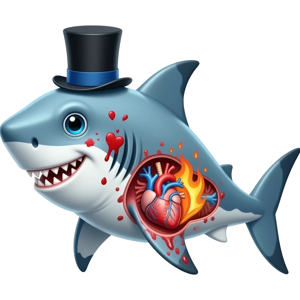 🦈🎩🩵🩸🫀🫁❤️‍🔥 emoji