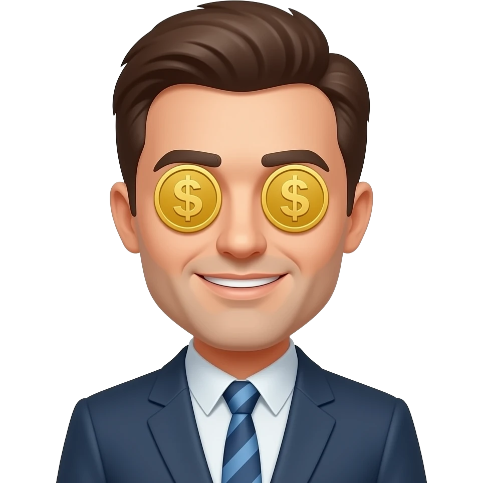 business man with money in his eyes emoji
