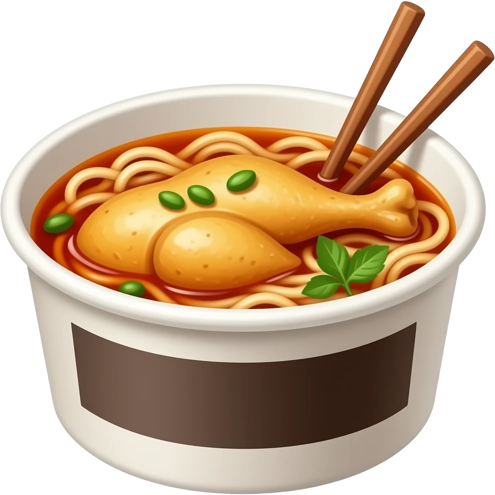 Spicy chicken Noodles in a cup with chopsticks emoji